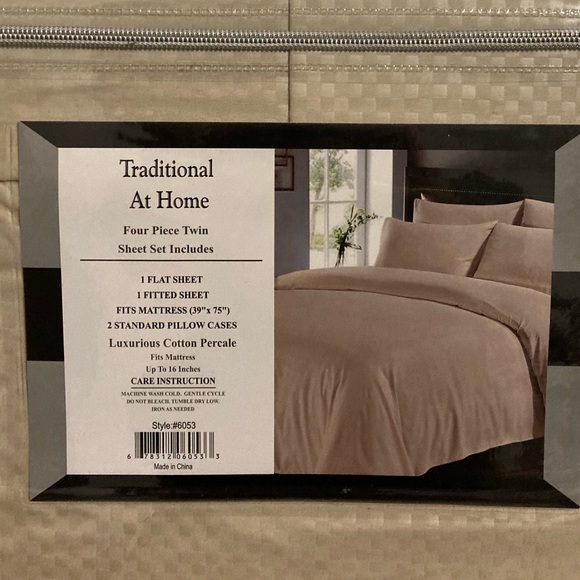 Traditional At Home 4pc Twin Sheet Set honey beige - Picture 2 of 9